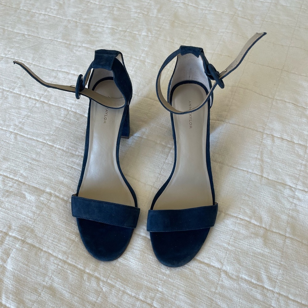 Ann Taylor Suede Block Heels - Navy